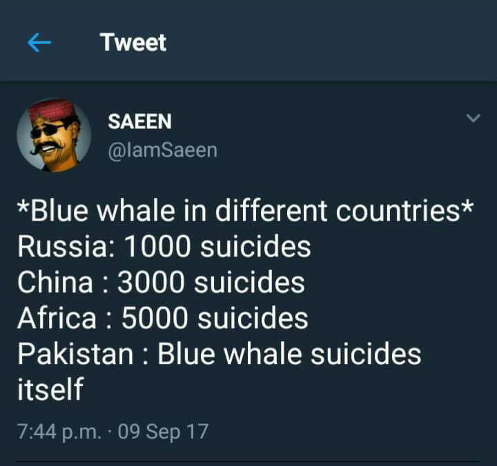 Yeah.. Another confirmation for Blue Whale suicide.