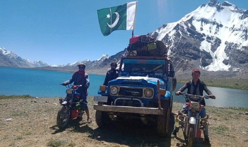 A local driver reached Karambar lake for the first time on a vehicle